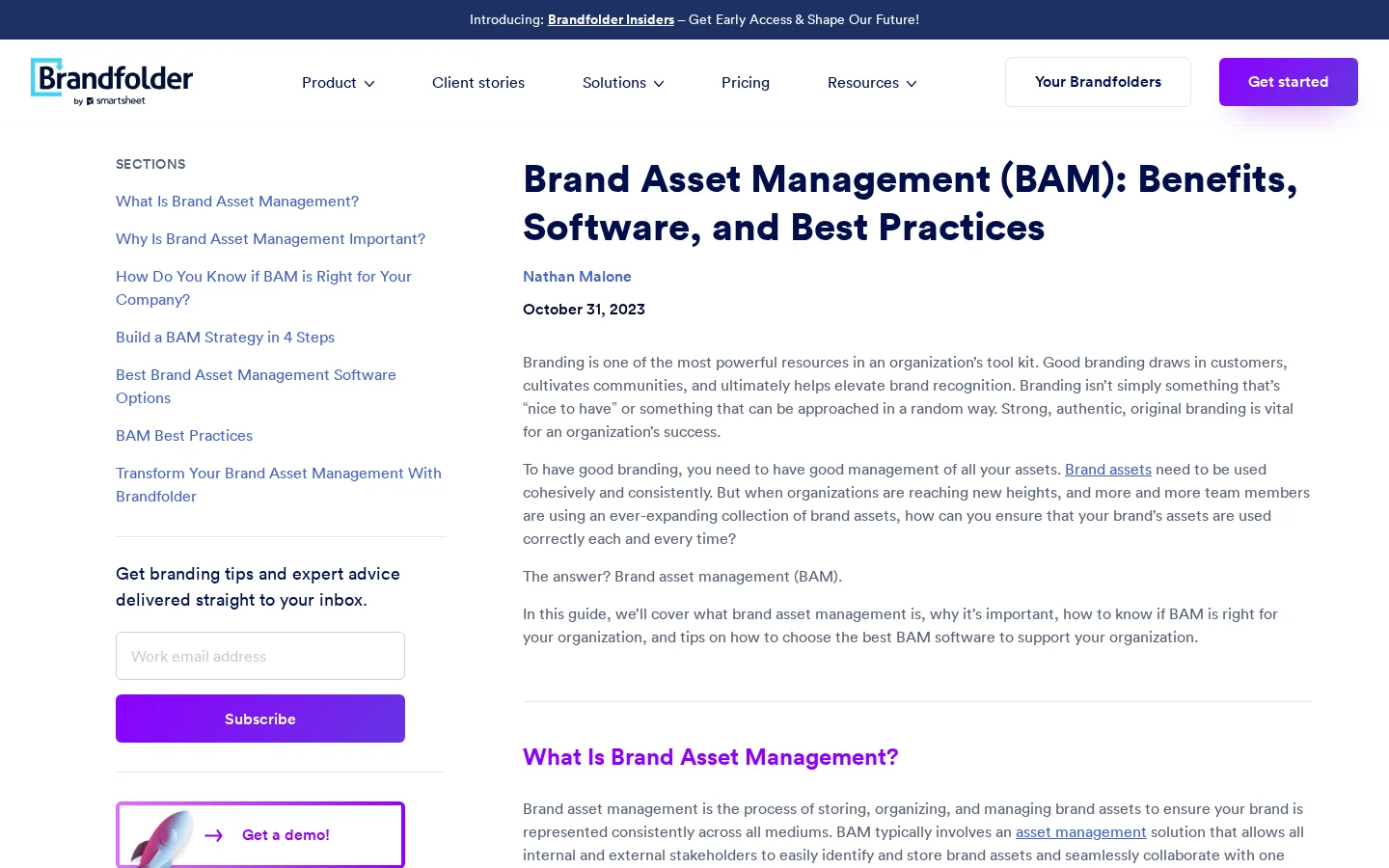 Screenshot of Brandfolder website