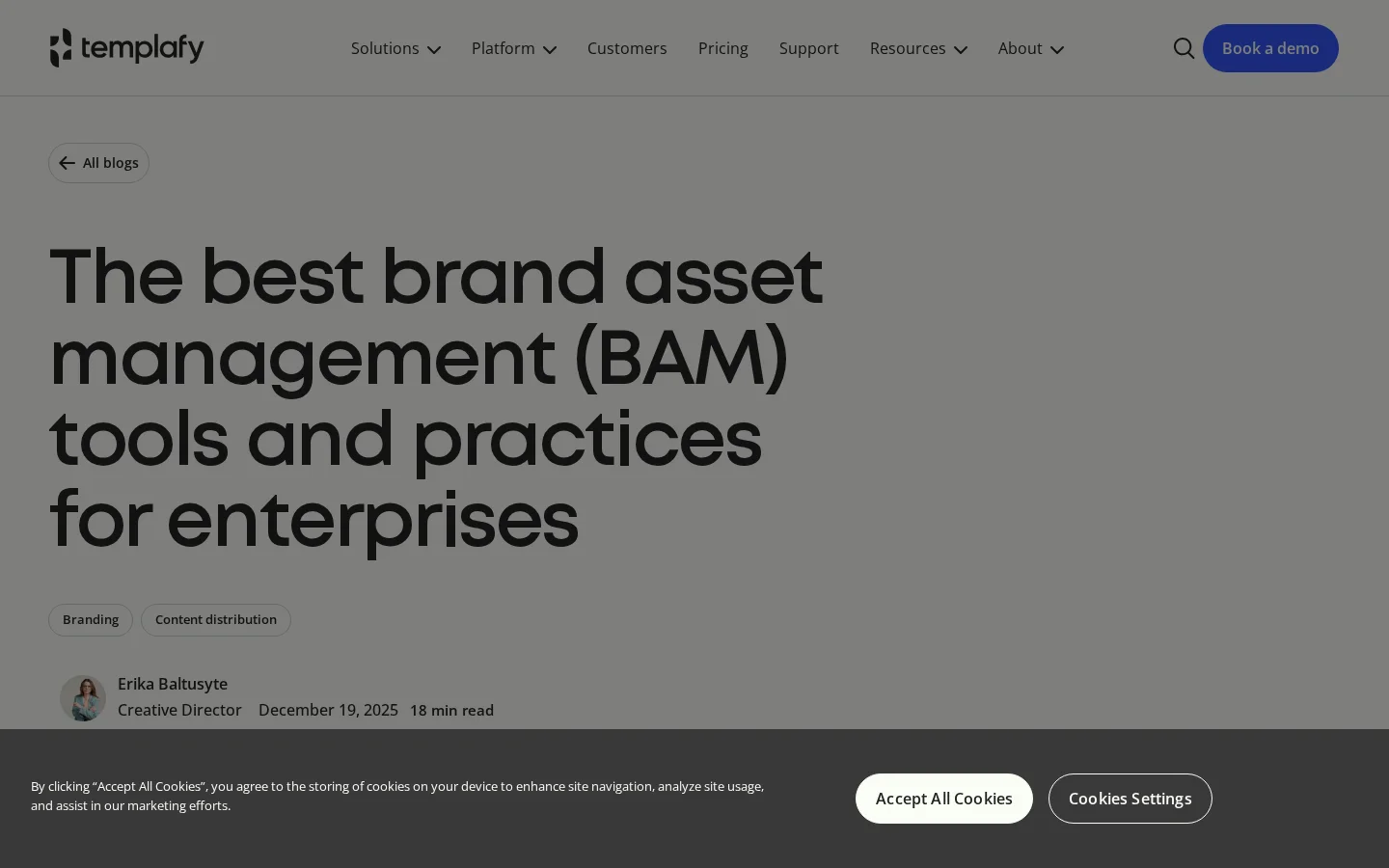 Screenshot of Templafy website