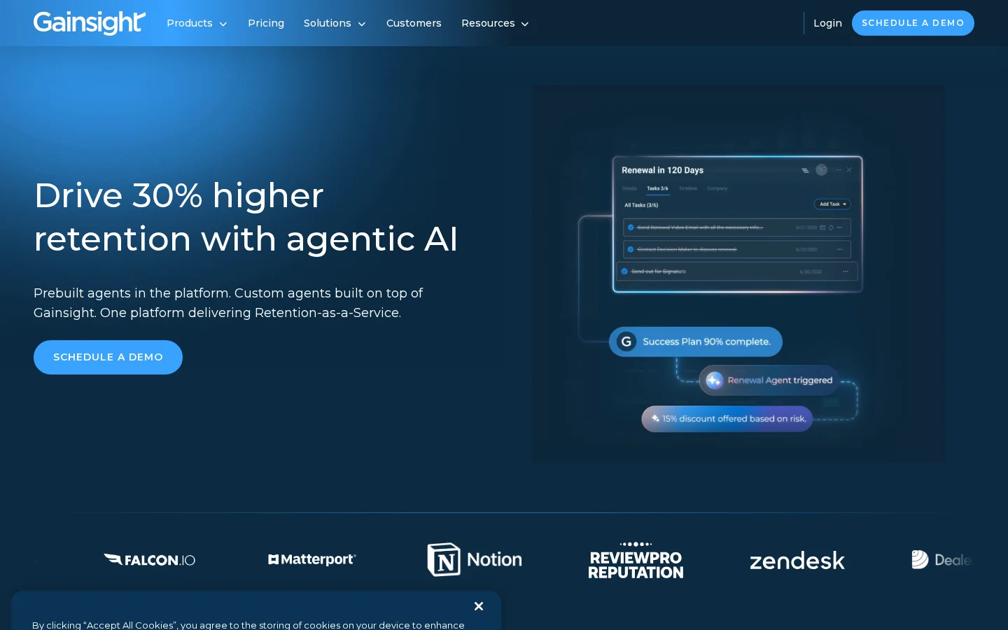 Screenshot of Gainsight website