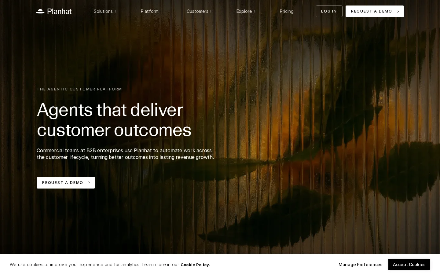 Screenshot of Planhat website