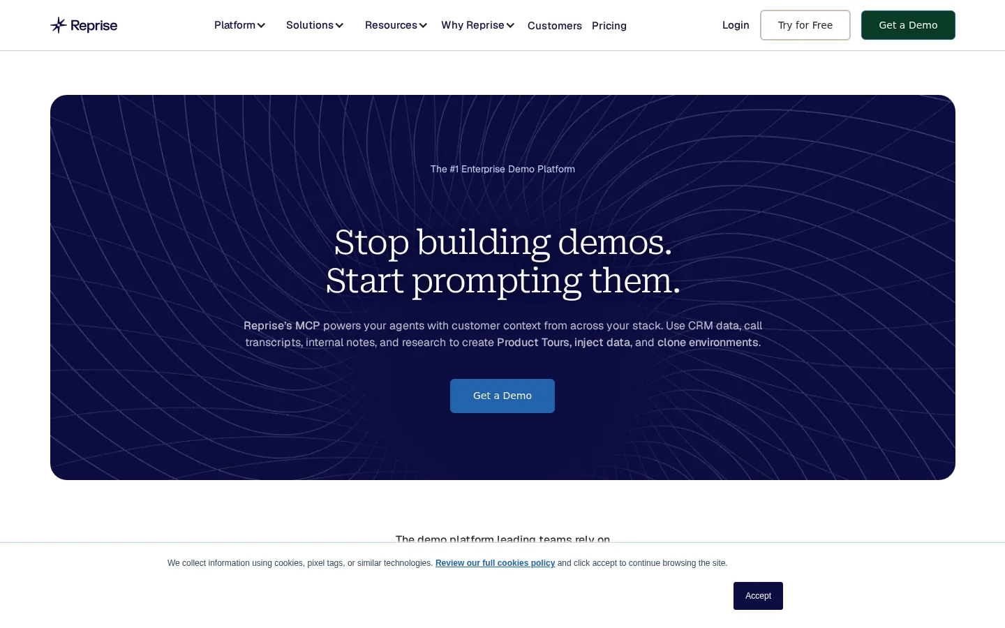 Screenshot of Reprise website