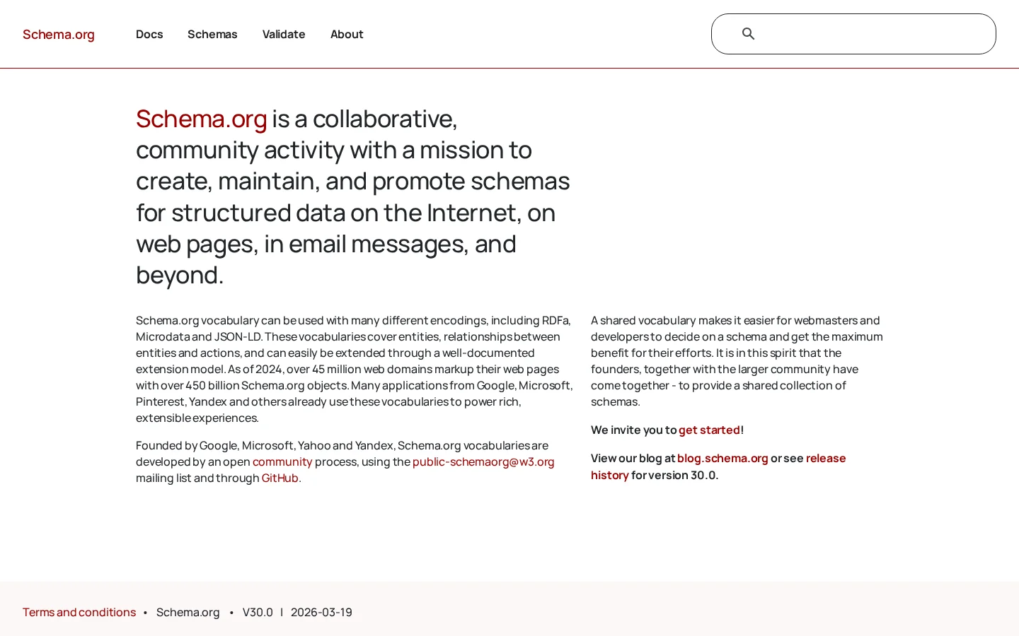 Screenshot of Schema.org website