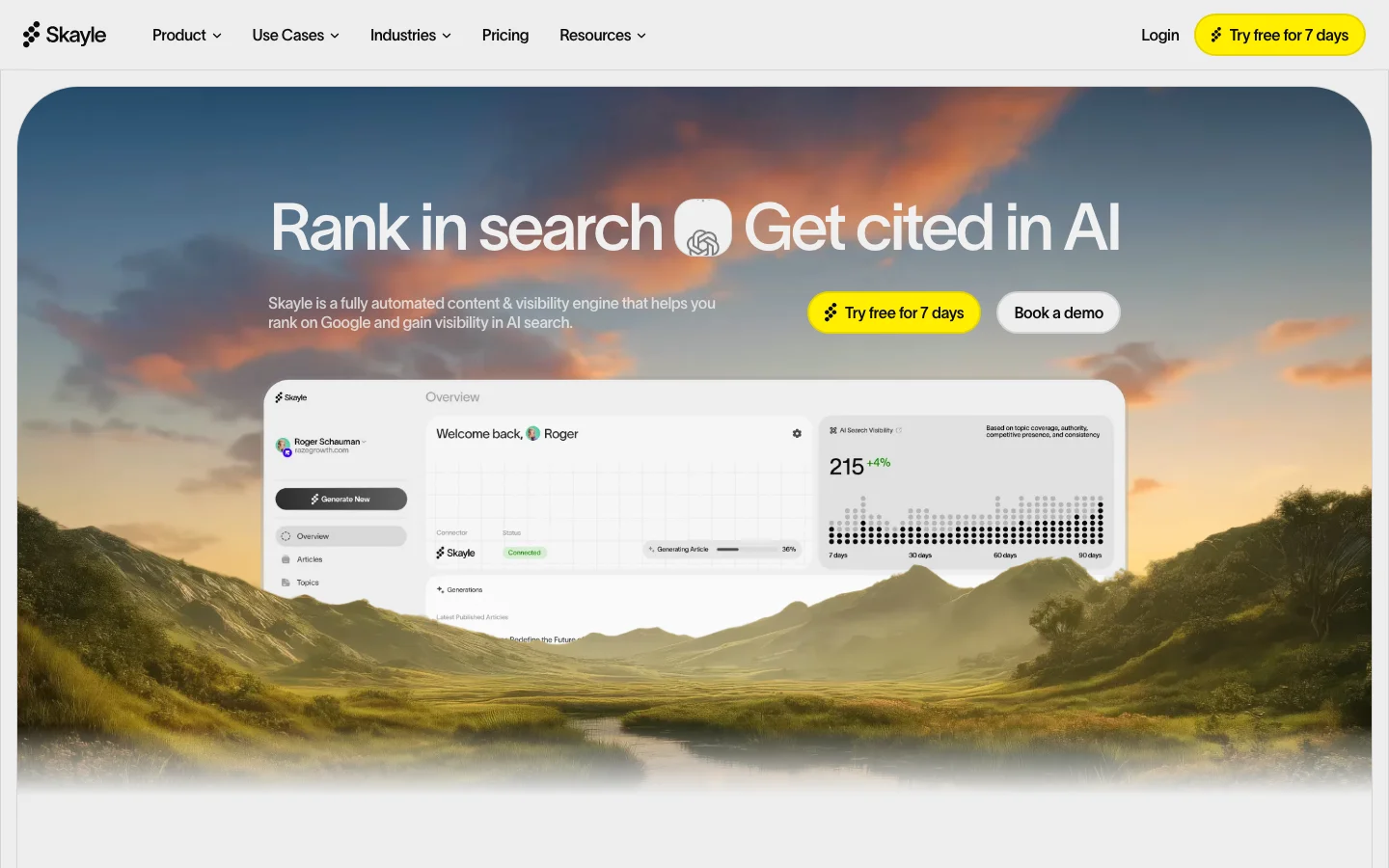 Screenshot of Skayle website