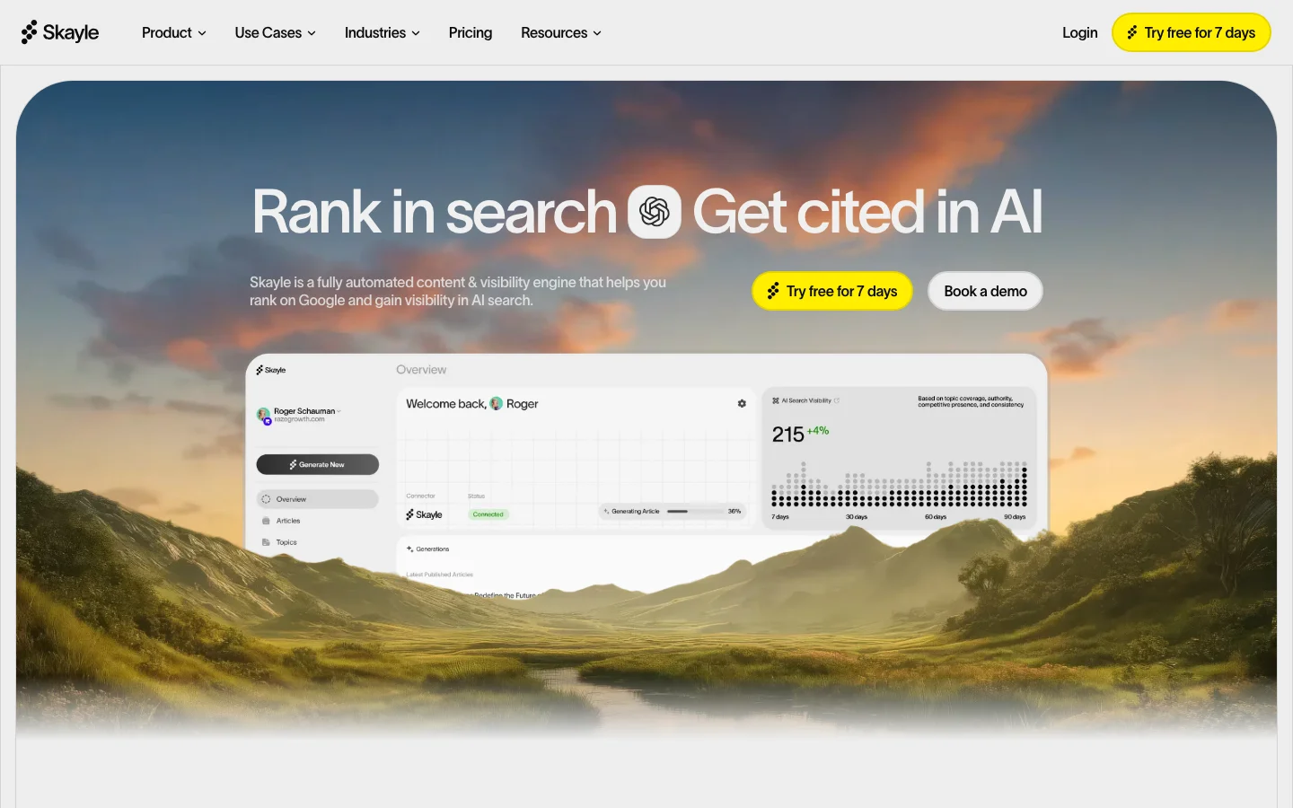 Screenshot of Skayle website