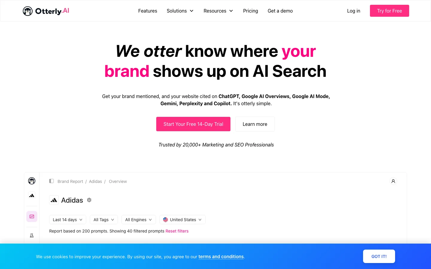 Screenshot of Otterly.AI website