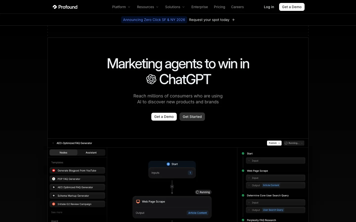 Screenshot of Profound website