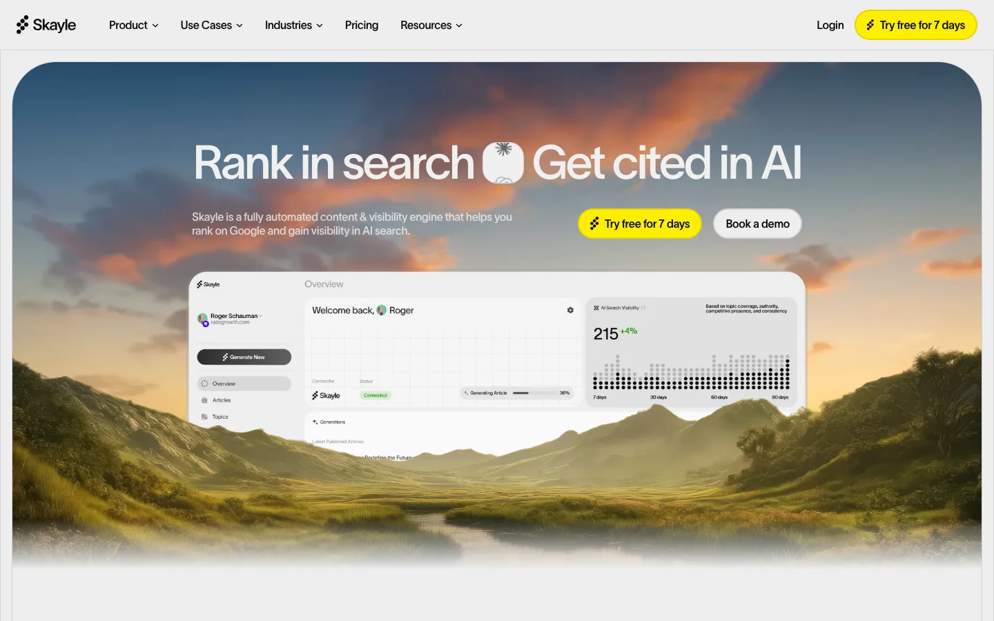 Screenshot of Skayle website