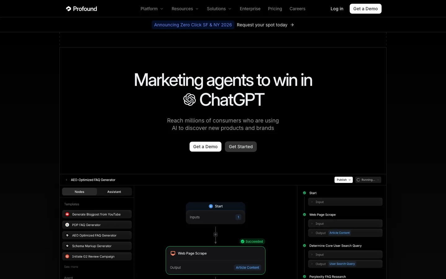 Screenshot of Profound website