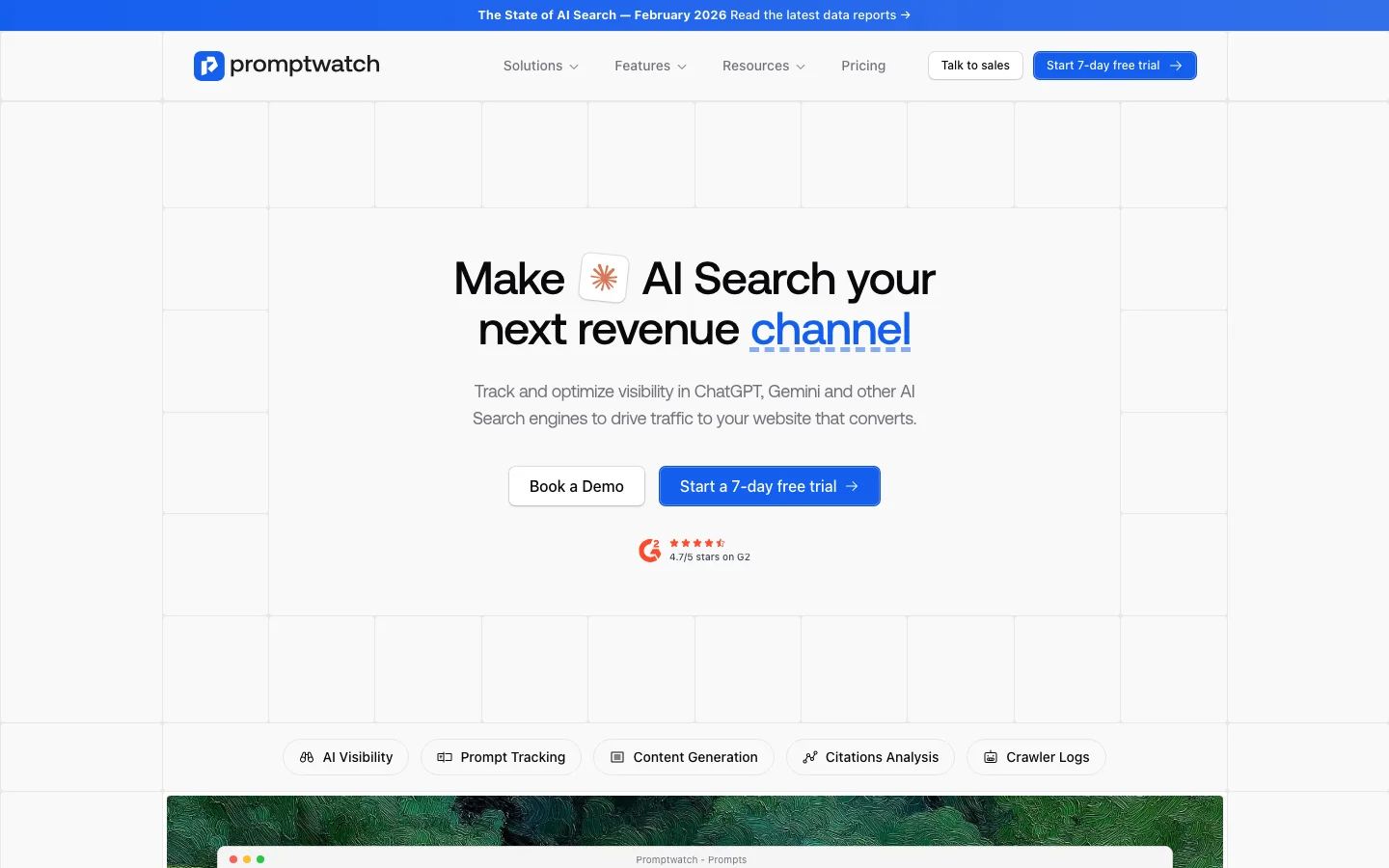 Screenshot of Promptwatch website
