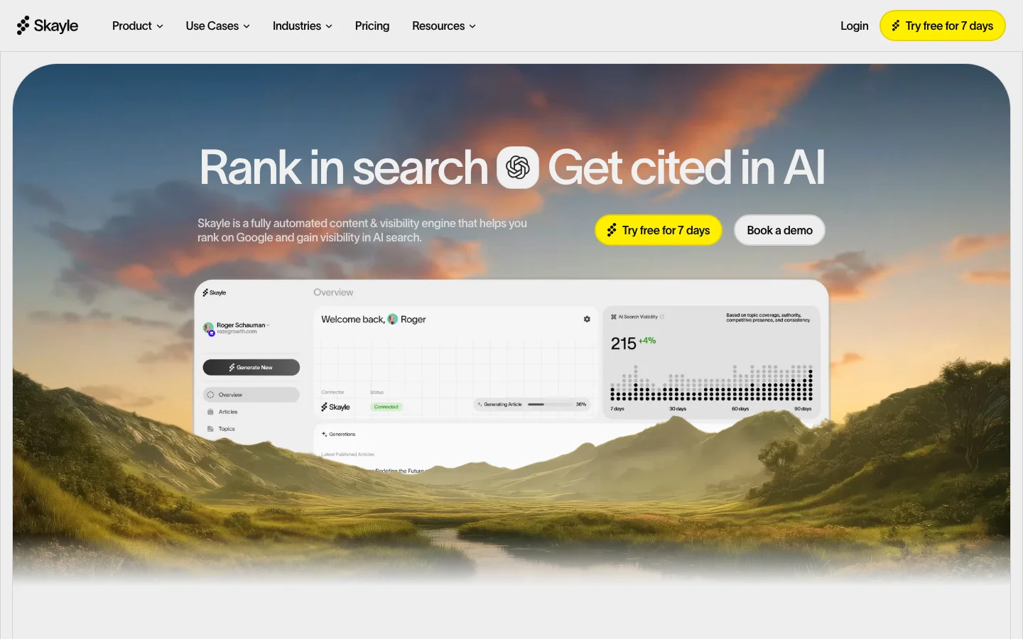 Screenshot of Skayle website
