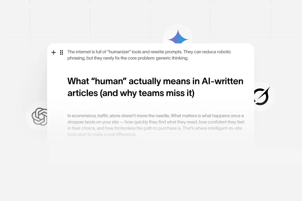 AI generating human-like text: programmer guiding AI with specific data and voice for authentic article content.