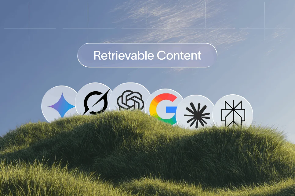 SaaS content audit graphic: data flow and AI retrieval process.