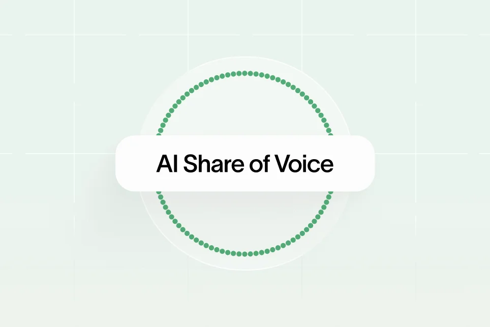 Bar chart comparing an AI share of voice metric between a brand and three competitors in a search interface.