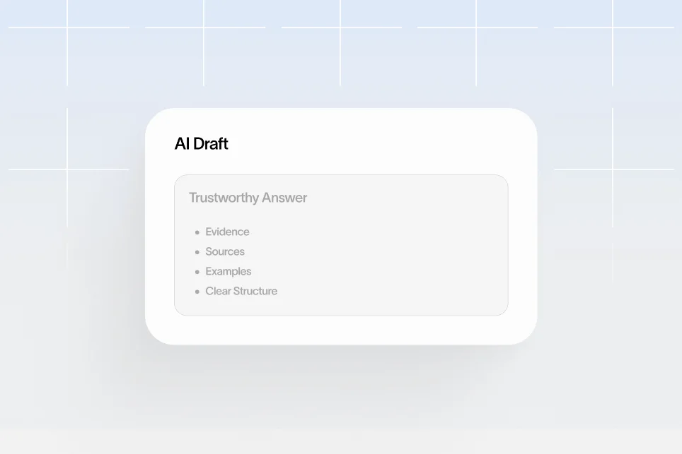 A human hand editing glowing AI-generated text on a screen to improve search engine rankings.