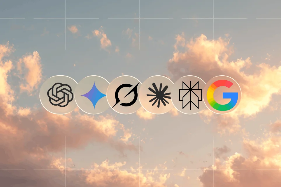 Diverse AI interfaces and search results, showcasing brand visibility across platforms.