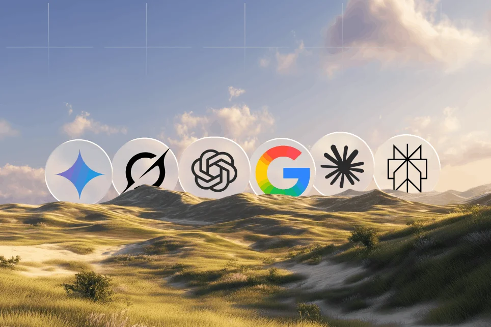 Abstract digital graphic showing a human brain merged with network nodes, representing the intersection of SEO and AI.