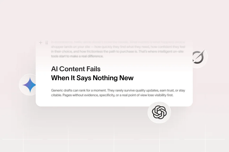 A digital illustration of a robotic hand writing on paper, symbolizing the transition from generic AI text to human insight.