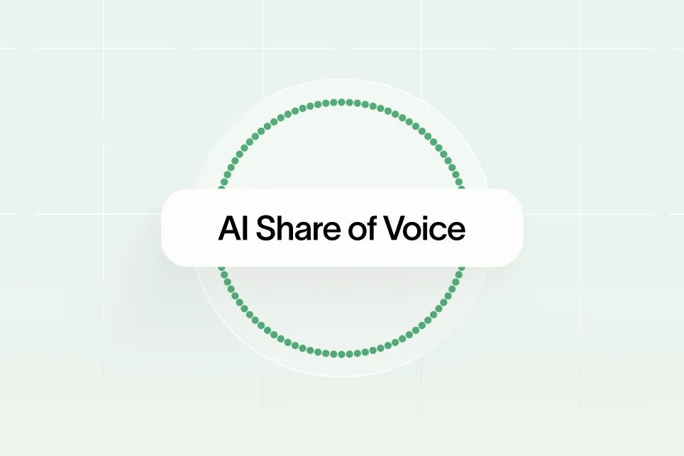 Bar chart comparing an AI share of voice metric between a brand and three competitors in a search interface.