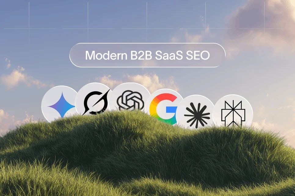 A digital dashboard showing interconnected data nodes, representing a multi-touch B2B SaaS SEO strategy and conversion flow.