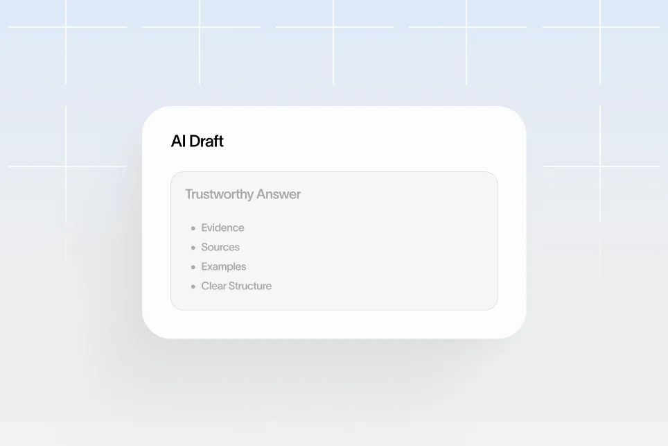 A human hand editing glowing AI-generated text on a screen to improve search engine rankings.