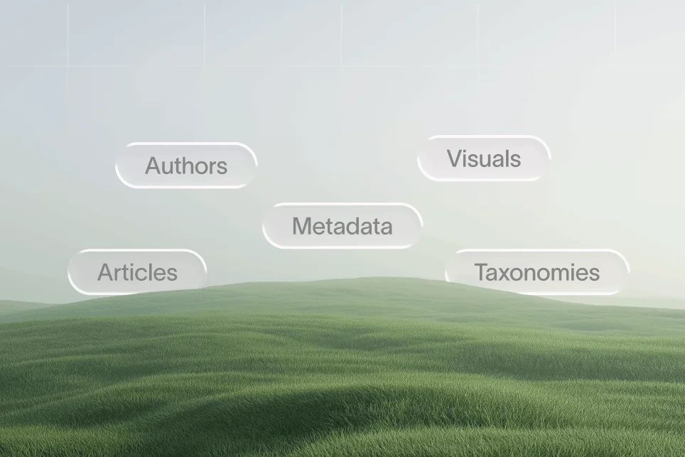 A streamlined digital dashboard showing an automated content workflow moving from brief to published search-optimized page.